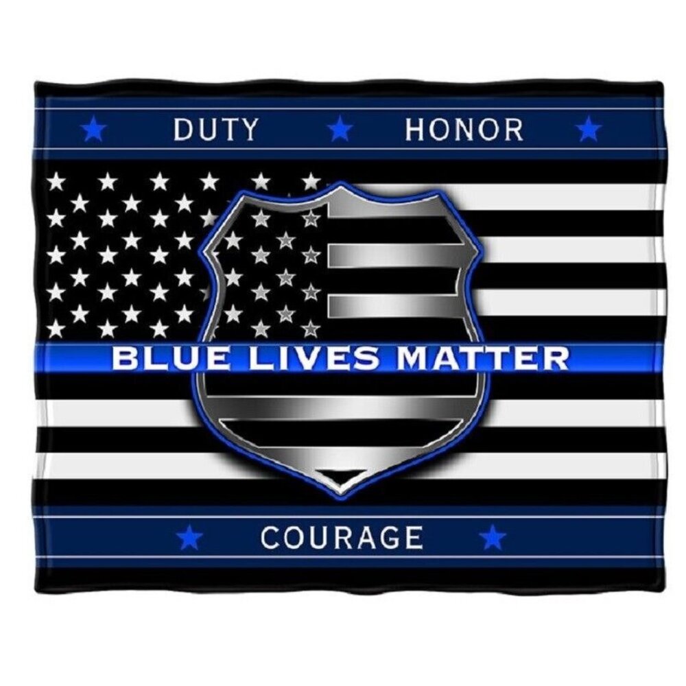 New Policeman Blue Lives Matter Plush Fleece Throw Gift Blanket Police Officer